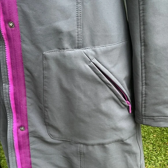 TITLE NINE Women's Gray softshell Trench Coat with Purple accents - Picture 4 of 14